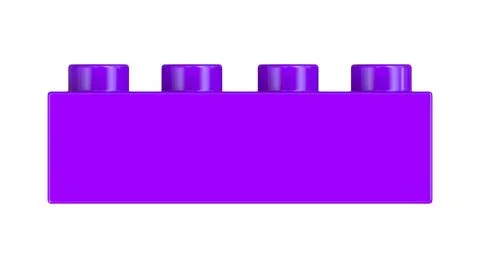 8K Ultra HD Front View of a Purple Plastic Lego Brick Isolated on White Stock Illustration
