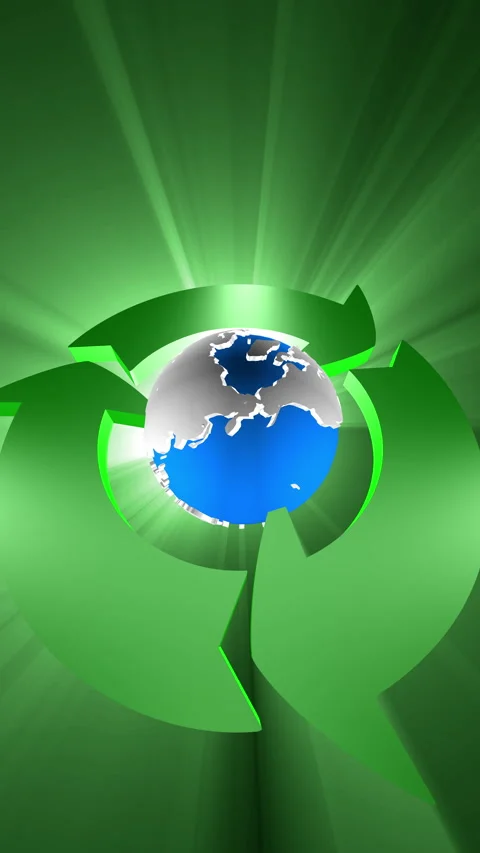 8k-Vertical format, 3D Recycling World Stock Footage 313279375