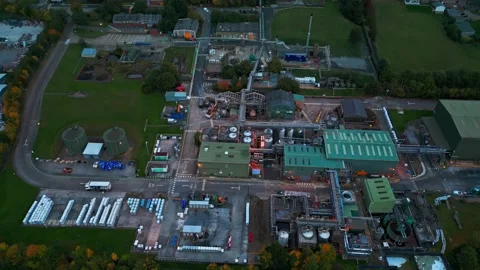 8K Video Clip.Top Down View, Chemical Plant showing chemical production str.. Stock Footage 236091540