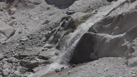 8K video medium waterfall of glacier of mer de glace in chamonix valley Stock Footage 222019969