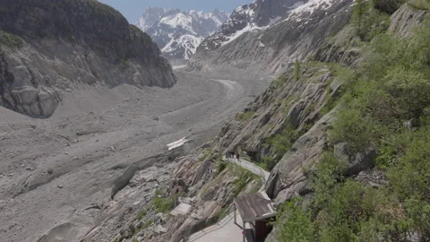 8K video of staircase in Mer de Glace in montenvers chamonix-mont-blanc valley Stock Footage 222058790