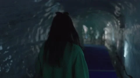 8K video walking inside ice cave mer de glace in chamonix valley Stock Footage 223333155