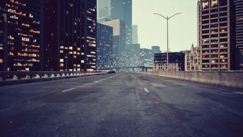 8K view of empty street with no people and no cars Ilustración de archivo