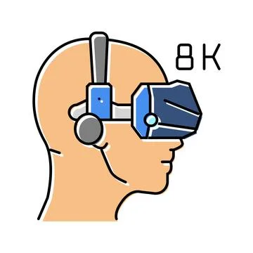 8k virtual reality headset future technology color icon vector illustration Stock Illustration