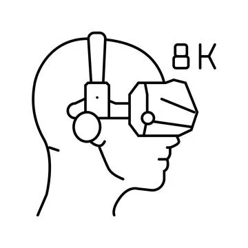 8k virtual reality headset future technology line icon vector illustration Stock Illustration