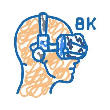 8k virtual reality headset future technology icon doodle illustration イラスト素材