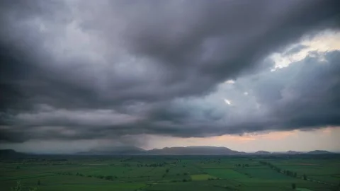 8K Wide Flat Plain Covered With Green Fields Stock Footage 171758830