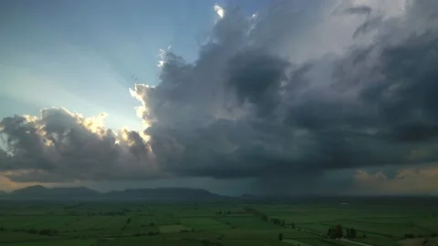 8K Wide Flat Plain Covered With Green Fields Stock Footage 171758831