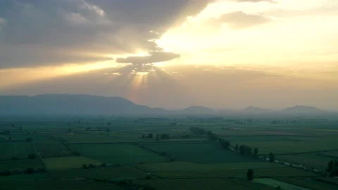 8K Wide Flat Plain Covered With Green Fields Stock Footage 171761147