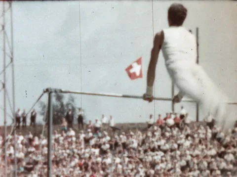 8MM - gymnast performing on the parallel bars - late 1950s - early 1960s Stock-Footage 251875852