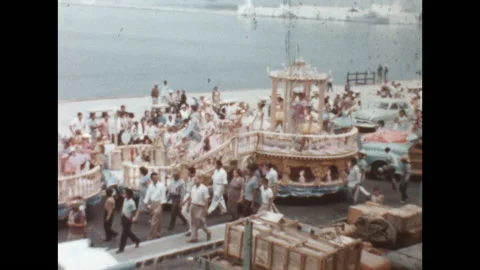 8MM - MEXICO - carnival float parade - Veracruz - 1958 Stock Footage 157512284