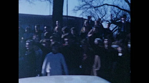 8mm POV View of Crowd Watching Parade Stock Footage 130758826