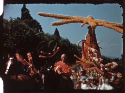 8MM - SWITZERLAND - flowered parade float parading - Geneva - 1962 Stock Footage 202114570
