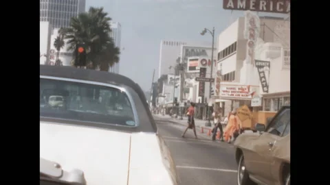 8MM - USA - driving through Hollywood Los Angeles - 1970 Stock Footage