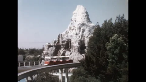 8MM - USA - view of Matterhorn Bobsleds Disneyland - California - 1970 Stock Footage