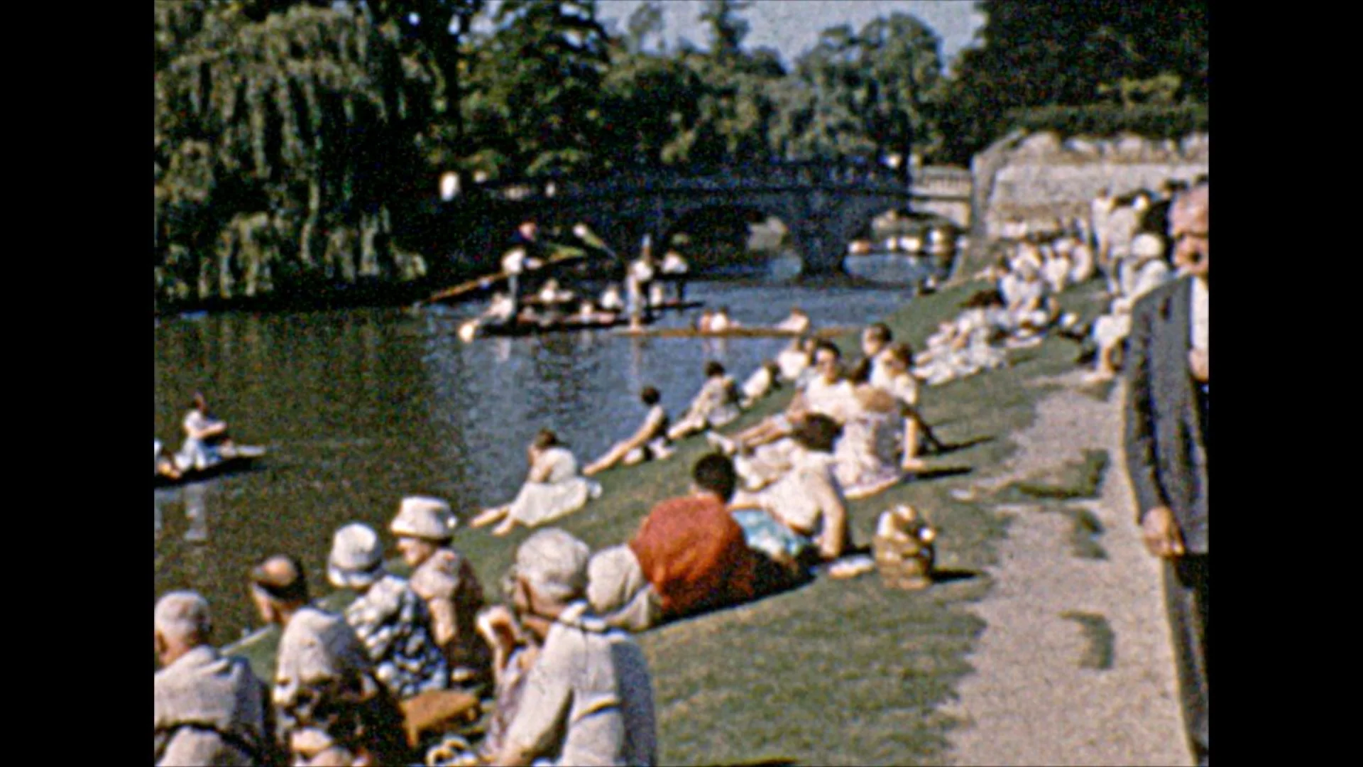 8mm vintage film of boat punting in Cambridge, England