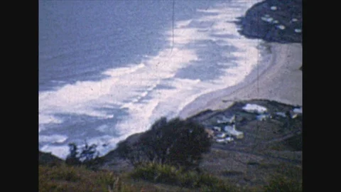 8mm vintage film of coastline on New South Wales, Sydney Australia Stock Footage