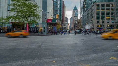 8th Ave seen from Columbus Circle in Manhattan, New York. Stock Footage 143268190