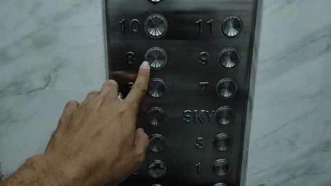 8th floor button of elevator Stock Footage 254353565