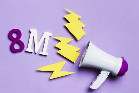 8th march with thunders megaphone. High quality photo Stock Photos