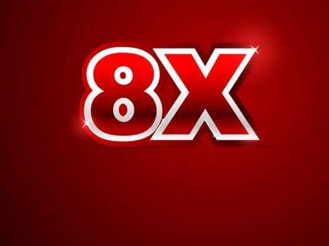 8x sign in red background Stock Illustration