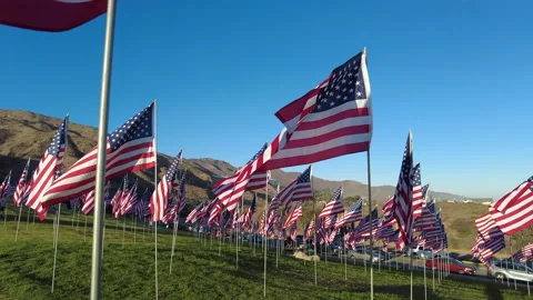 9-11 Flag Tribute Stock Footage 160990111