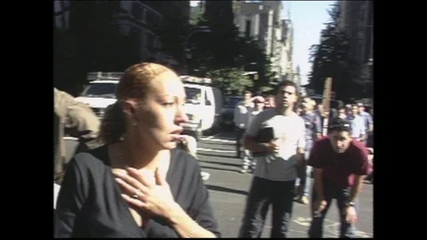 9-11 World Trade Center Attack - Crowd Reaction to The Collapse of the South Stock Footage