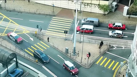 9 12 2021 time lapse of Bird view of road intersection with crowded vehicles  Stock Footage 167495937