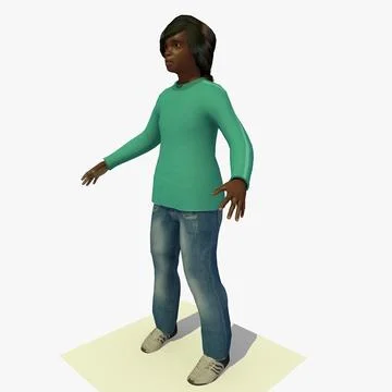 9 - 13 Year Old African Girl Kate Rigged and also with IK for Cinema 4D 3D Model