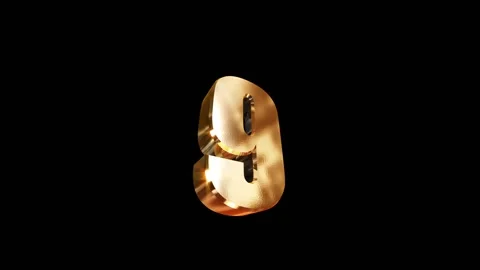 9, 3d golgen text number on black background Video stock 127718123