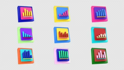 9 animated bar chart icons collection | Stock Video | Pond5