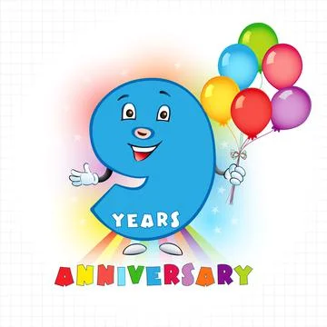 9 anniversary funny digits Illustrazione stock