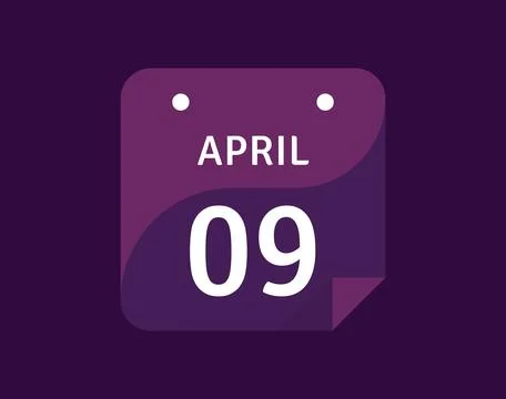 9 April, April 9 icon Single Day Calendar Vector illustration Stock Illustration
