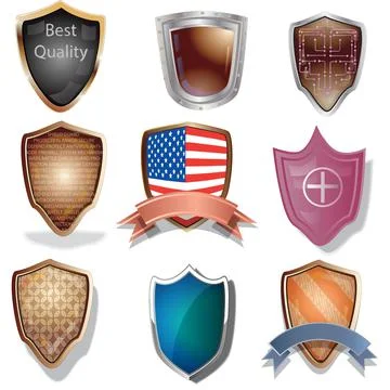 9 Artistic Shield Icon Template Stock Illustration