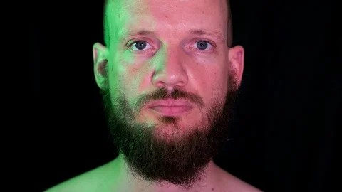 9 Bizarre green light stare smile Video stock 112080698