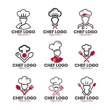 9 Chef Logo Set Culinary Restaurant Branding Collection Stock Illustration