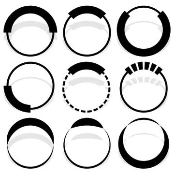 9 circular segmented circle preloader user interface - UI elements Stock Illustration