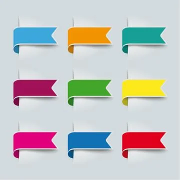 9 colored flags banners Stock Illustration