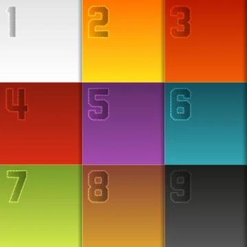 9 colorful boxes (squares) layout Stock Illustration