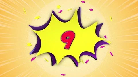 9 Comic Number Animation on Alpha Channel, Loop 库存影片 299356140