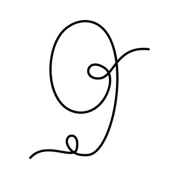 9 continuous line. Number nine Hand lettering concept in minimalist style. Line Stock Illustration