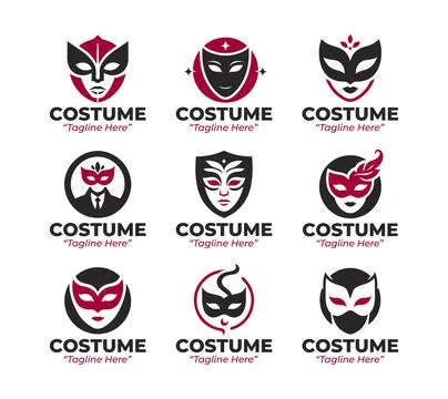 9 Costume Logo Set Stock Illustration