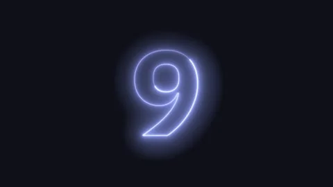 9 Counting Down Animation (Black Background) 4K Stock Footage 303407755