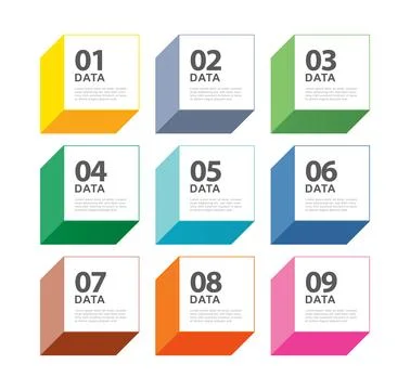 9 data infographics square index template. Vector illustration abstract bac.. Stock Illustration
