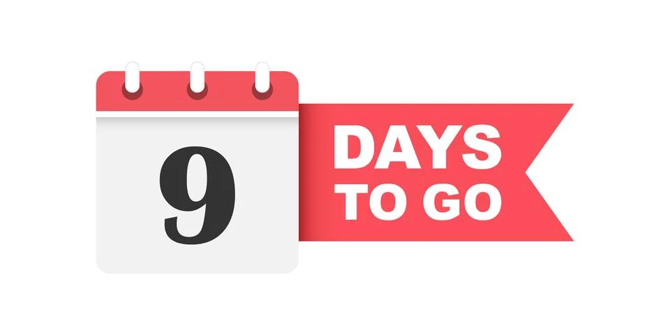 9 days left icon in flat style. Offer countdown date number vector illustra.. 스톡 일러스트