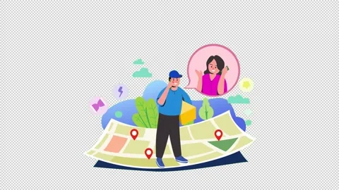 9-Delivery Man Calling Customer cartoon alpha channel 스톡 동영상 233998196