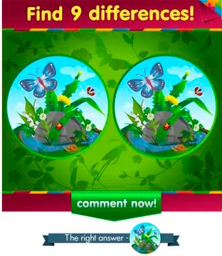 9 differences butterfly Stock Illustration