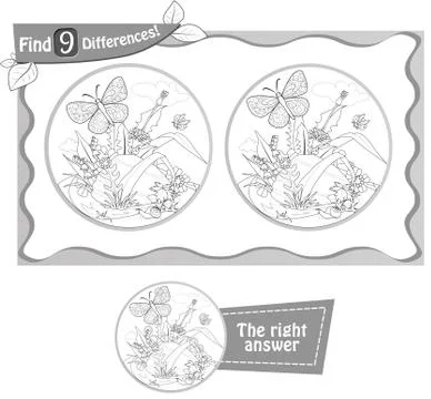 9 differences  butterfly Stockillustratie