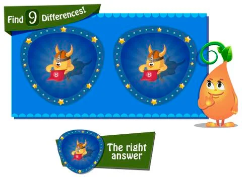 9 differences chicken  helmet Stock Illustration