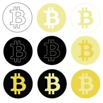 9 different bitcoin Stock Illustration